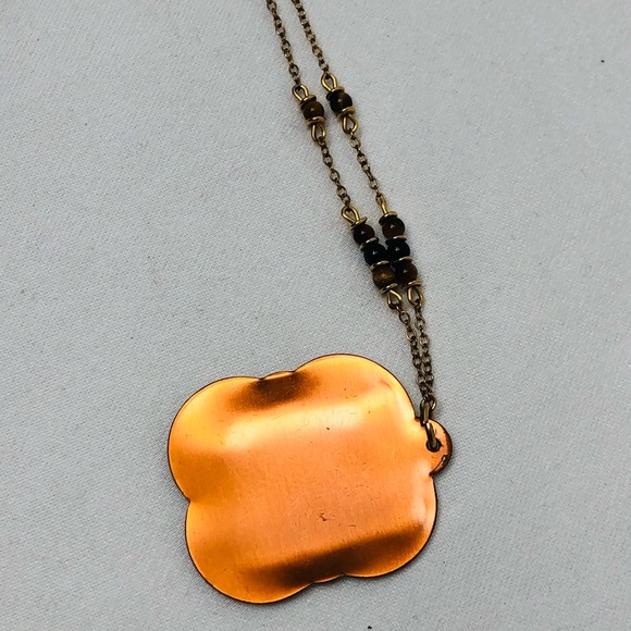 Franklin Mint Messenger of Love Pendant Cloisonné Jewelry Tiger Eye Beads 24k - Picture 4 of 5